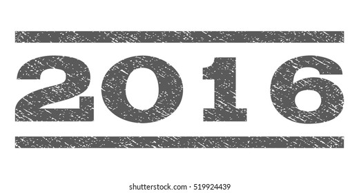 2016 watermark stamp. Text tag between horizontal parallel lines with grunge design style. Rubber seal stamp with unclean texture. Vector grey color ink imprint on a white background.
