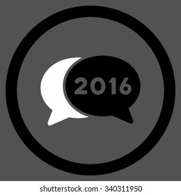 2016 Webinar vector icon. Style is bicolor flat circled symbol, black and white colors, rounded angles, gray background.