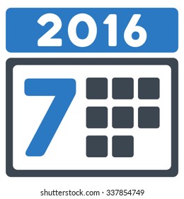 2016 Week Appointment vector icon. Style is bicolor flat symbol, smooth blue colors, rounded angles, white background.