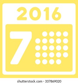 2016 Week Appointment vector icon. Style is flat symbol, white color, rounded angles, yellow background.