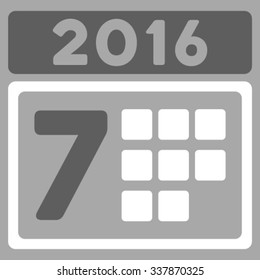 2016 Week Appointment vector icon. Style is bicolor flat symbol, dark gray and white colors, rounded angles, silver background.