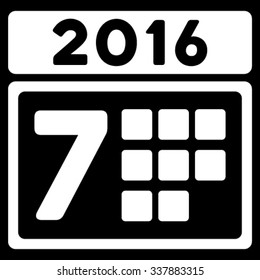 2016 Week Appointment vector icon. Style is flat symbol, white color, rounded angles, black background.