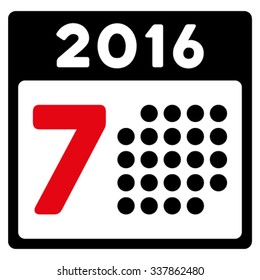 2016 Week Binder vector icon. Style is bicolor flat symbol, intensive red and black colors, rounded angles, white background.