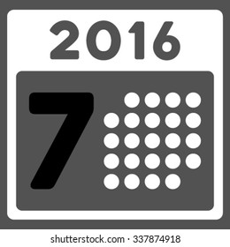 2016 Week Binder vector icon. Style is bicolor flat symbol, black and white colors, rounded angles, gray background.