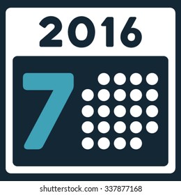2016 Week Binder vector icon. Style is bicolor flat symbol, blue and white colors, rounded angles, dark blue background.