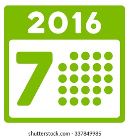 2016 Week Organizer vector icon. Style is flat symbol, eco green color, rounded angles, white background.