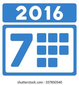 2016 Week Organizer vector icon. Style is flat symbol, cobalt color, rounded angles, white background.