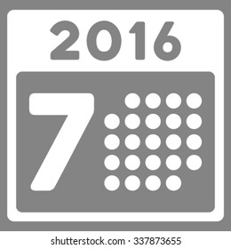 2016 Week Plan vector icon. Style is flat symbol, white color, rounded angles, gray background.