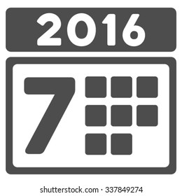 2016 Week Syllabus vector icon. Style is flat symbol, gray color, rounded angles, white background.