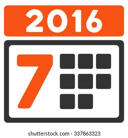 2016 Week Syllabus vector icon. Style is bicolor flat symbol, orange and gray colors, rounded angles, white background.