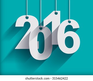 2016 White Paper Origami card or background.
Happy New Year. Merry Christmas. Vector illustration.