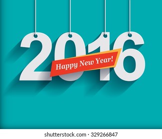 2016 White Paper Origami card or background.
Happy New Year. Merry Christmas.
Vector illustration.