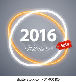 2016 Winter Sale Poster with Christmas Neon Lights for Your Celebratory Design