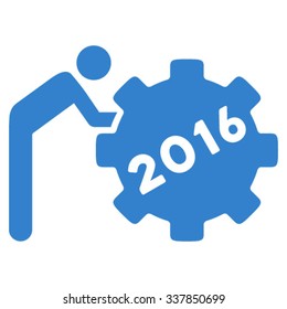2016 Working Man vector icon. Style is flat symbol, cobalt color, rounded angles, white background.