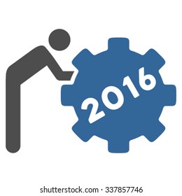 2016 Working Man vector icon. Style is bicolor flat symbol, cobalt and gray colors, rounded angles, white background.