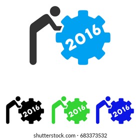 2016 Working Man vector pictograph. Illustration style is a flat iconic colored symbol with different color versions.