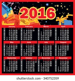 2016 year calendar english
