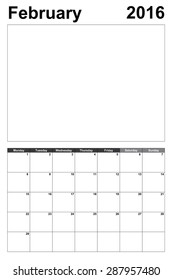 2016 Year Calendar Illustration Isolated on a White Background