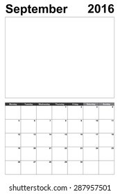 2016 Year Calendar Illustration Isolated on a White Background