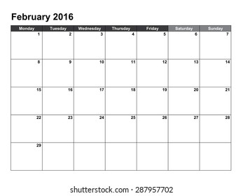 2016 Year Calendar Illustration on White Background