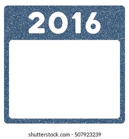 2016 Year Calendar Template grainy textured icon for overlay watermark stamps. Flat symbol with unclean texture. Dotted vector blue ink rubber seal stamp with grunge design on a white background.