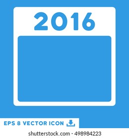 2016 Year Calendar Template icon. Vector EPS illustration style is flat iconic symbol, white color.