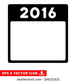 2016 Year Calendar Template icon. Vector EPS illustration style is flat iconic symbol, black color.