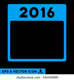 2016 Year Calendar Template icon. Vector EPS illustration style is flat iconic symbol, blue color.