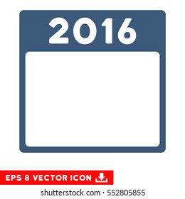 2016 Year Calendar Template icon. Vector EPS illustration style is flat iconic symbol, blue color.