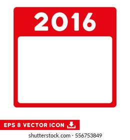 2016 Year Calendar Template icon. Vector EPS illustration style is flat iconic symbol, red color.