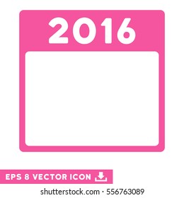 2016 Year Calendar Template icon. Vector EPS illustration style is flat iconic symbol, pink color.