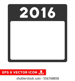 2016 Year Calendar Template icon. Vector EPS illustration style is flat iconic symbol, gray color.