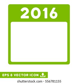 2016 Year Calendar Template icon. Vector EPS illustration style is flat iconic symbol, eco green color.