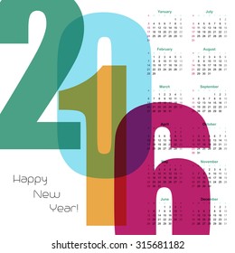 2016 Year Calendar.  Vector illustration.  EPS 10