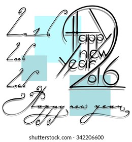 2016 year.
Calligraphic text symbol chronology - the design of the numbers drawn in the composition.