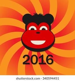 2016 year fiery monkey abstract design, vector illustration