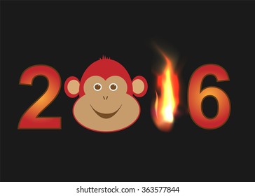 2016 - Year of a fiery red monkey, EPS10