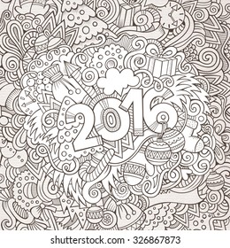 2016 year hand lettering and doodles elements background. Vector illustration