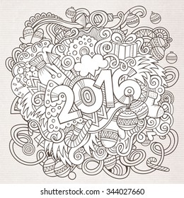 2016 year hand lettering and doodles elements background. Vector sketchy illustration
