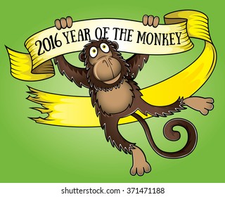 2016 Year of the monkey cartoon vector illustration