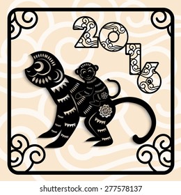 2016 Year of the monkey Chinese style New Year card design