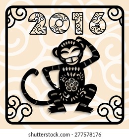 2016 Year of the monkey Chinese style New Year card design