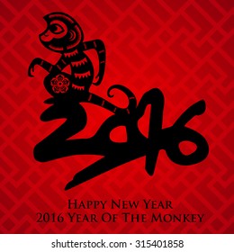 2016 Year of the monkey Chinese style New Year card design