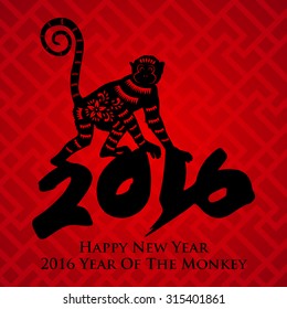 2016 Year of the monkey Chinese style New Year card design