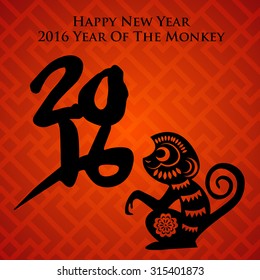 2016 Year of the monkey Chinese style New Year card design