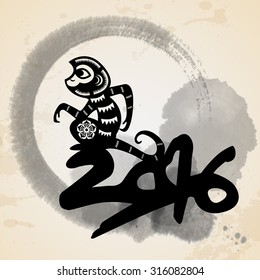 2016 Year of the monkey Chinese style New Year card design
