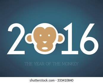 2016 the year of the monkey Chinese zodiac animal vector design on blue background