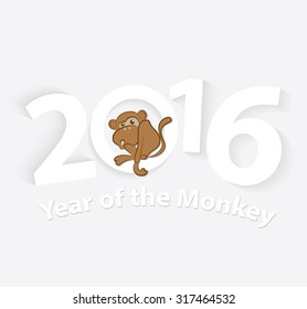 2016 Year of the Monkey. Symbol of 2016. Vector Illustration.