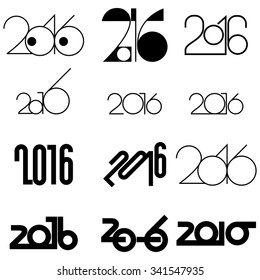 2016 year.
Text symbol chronology - a design of the numbers drawn in the composition.