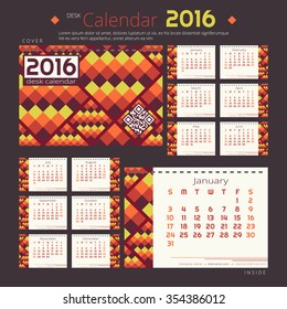 2016 year vector calendar. Bright vector template with 12 months pages. Calendar template.